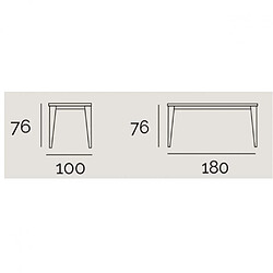 Inside 75 Table repas GEO 6 couverts 180 x 100 x 76 cm pieds chêne plateau céramique noir