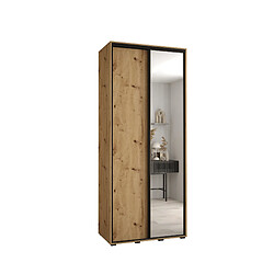 Abiks Meble Armoire à portes coulissantes Davos 3 235.2 x 110 x 60 2 portes coulissante (Chêne artisan/Chêne artisan/Noir)