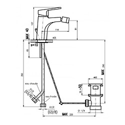 Rav Mitigeur bidet COLORADO en laiton chromé blanc avec siphon