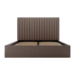 Acheter Vente-Unique Lit coffre 180 x 200 cm avec tête de lit coutures verticales - Velours côtelé - Taupe + Matelas - SARAH