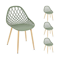 Mes Lot de 4 chaises de jardin 51x57x80 cm vert et naturel - MALLY