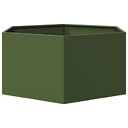 Avis vidaXL Jardinière vert olive hexagone 104x90x45 cm acier