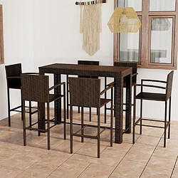 Maison Chic Jeu de bar de jardin 7pcs avec accoudoirs,Mobilier d'extérieur Résine tressée Marron -GKD575495