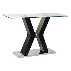 Pegane Table console en verre trempé et MDF noir - Longueur 120 x Profondeur 40 x hauteur 76 cm