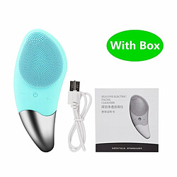 Justgreenbox Electric Silicone Waterproof Blackhead Remover Facial Pore Deep Cleansing Skincare Massager, Bleu