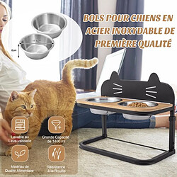 Avis Helloshop26 Gamelle chat chien surélevée hauteur réglable bols double en inox marqueur porte-gamelles pour chiots cadre en métal 20_0006883