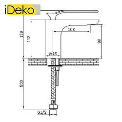 iDeko® Robinet de Lavabo Mitigeur Pour Vasque Robinet Mitigeur Design noir Laqué Chromé En Laiton Robinetterie Salle de Bains