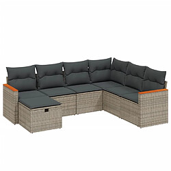 vidaXL Salon de jardin avec coussins 7 pcs gris résine tressée