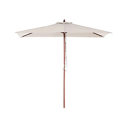 Beliani Parasol de jardin en bois avec toile blanc beige 144 x 195 cm FLAMENCO