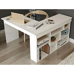 Vente-Unique Bureau d'angle avec rangements - Coloris : Blanc - LILEUL pas cher