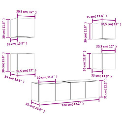 vidaXL Unités murales TV avec LED 6 pcs gris sonoma bois d'ingénierie pas cher