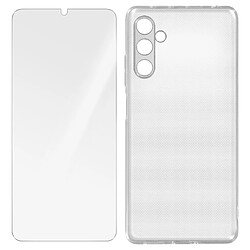 Avizar Coque pour Samsung Galaxy A14 5G Silicone Gel et Verre Trempé 9H transparent