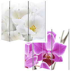 Decoshop26 Paravent 5 panneaux pans séparateur de pièce 180x200cm motif orchidee PAR04006