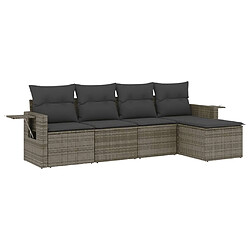 Maison Chic Salon de jardin 5 pcs avec coussins | Ensemble de Table et chaises | Mobilier d'Extérieur gris résine tressée -GKD73759