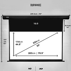 Duronic EPS92 /169 Ecran de projection électrique 92 pouces 16:9 - Fixation mur ou plafond - 4K Full HD 3D