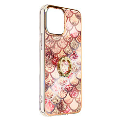 Avizar Coque iPhone 13 Pro Max Bi-matière avec Bague de maintien Motif écaille - rose