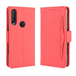 Etui en PU spécial avec plusieurs porte-cartes rouge pour votre Alcatel 1S/1V/3L (2020)