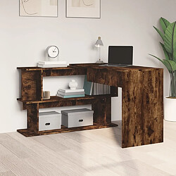 Avis Maison Chic Bureau solide,Table de travail,Bureau d'ordinateur d'angle Chêne fumé 200x50x76 cm Bois d'ingénierie -GKD97465