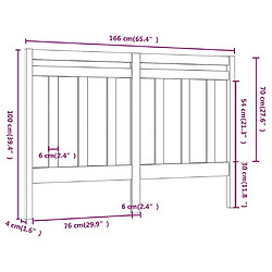 vidaXL Tête de lit Noir 166x4x100 cm Bois massif de pin pas cher