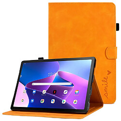 Etui en PU motif, anti-chute, motif veille/sommeil automatique avec support et porte-cartes pour votre Lenovo Tab M10 Plus (Gen 3) - kaki