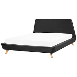 Beliani Lit double en velours noir 180 x 200 cm VIENNE