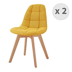 Moloo STELLA - Chaise scandinave tissu curry pied hêtre (x2)