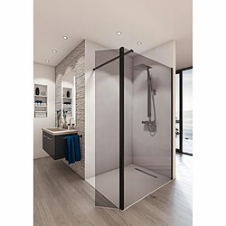 SAINT GOBAIN SAINT-GOBAIN Paroi de douche en kit BALEARES GREY -Verre Timeless 8 mm trempé - L.100 cm x H.198 cm - Profilé noir mat