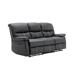 Vente-Unique Canapé 3 places et un fauteuil relax en simili noir CANBY