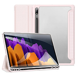 Etui en PU DUX DUCIS avec support tri-pliure rose clair pour votre Samsung Galaxy Tab S7/S8