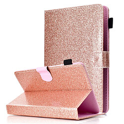 Wewoo Housse Coque Pour Tablette 10 pouces Vernis Paillettes Pochette horizontale en cuir avec support et fente carte Or rose