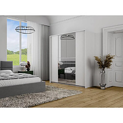 Vente-Unique Armoire 6 portes et 1 tiroir - Avec miroir - L200 cm - Blanc - ZADIA