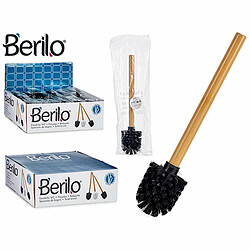 Berilo Brosse de salle de wc Noir Marron Bambou (8 x 35,5 x 8 cm) (24 Unités)