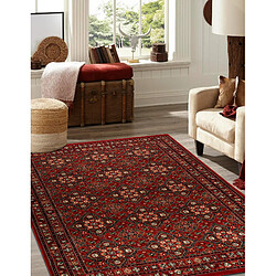 Acheter RUGSX Tapis en laine KASHQAI 4372 300 Fleurs, cadre bordeaux 80x160 cm