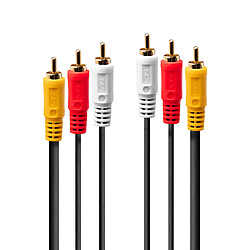 Lindy 35690 câble audio 1 m 3 x RCA Noir, Rouge, Blanc, Jaune