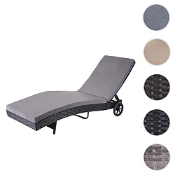 Mendler Chaise longue HWC-D80 en polyrotin ~ anthracite, coussin gris foncé