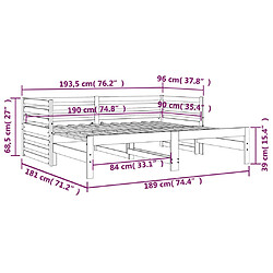 vidaXL Lit coulissant sans matelas marron miel 2x(90x190) cm pas cher