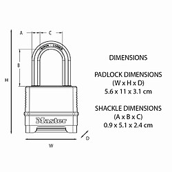 Avis Cadenas Excell® en zinc MASTERLOCK 56 mm - Combinaison programmable - M175EURDLH