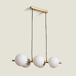 Ledkia Suspension Métal et Verre Moonlight Brass 6 Spots Doré