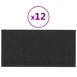 vidaXL Panneaux muraux 12 pcs Noir 30x15 cm Tissu 0,54 m²