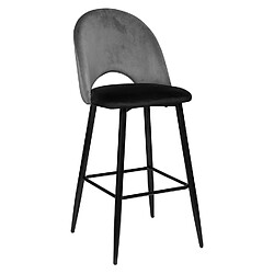 Toilinux Lot de 2 Chaises de bar effet velours Kara - Hauteur d'assise 76 cm - Gris ardoise