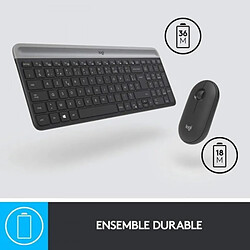 Logitech - Ensemble Clavier + Souris sans Fil et silencieux MK470 Ultra-fin - Disposition Compacte et Plate - Récepteur USB 2,4 pas cher