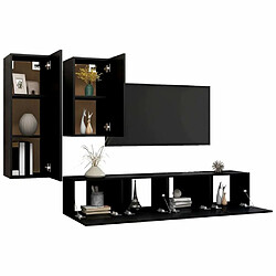 Avis Maison Chic Ensemble de meubles TV 4 pcs | Banc TV Moderne pour salon | Meuble de Rangement - Noir Aggloméré -MN51349