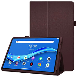 Etui en PU texture de litchi avec support café pour votre Lenovo Tab M10 Plus TB-X606F