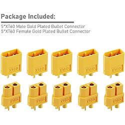 XT60 Haute Qualité, Rc Lipo Modèle Connecteurs de Batterie, 5 Paires, Couleur Jaune