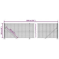 vidaXL Clôture en treillis métallique avec bride anthracite 1x10 m pas cher