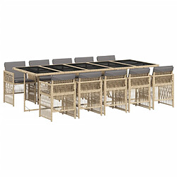 vidaXL Ensemble à manger de jardin et coussins 11 pcs mélange beige