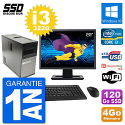 PC Tour Dell 7010 Ecran 22" Intel Core i3-3220 RAM 4Go SSD 120Go Windows 10 Wifi - Occasion