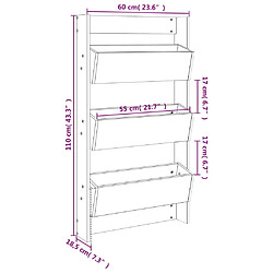 vidaXL Jardinière murale 3 niveaux 60x18,5x110 cm brun miel pin massif pas cher