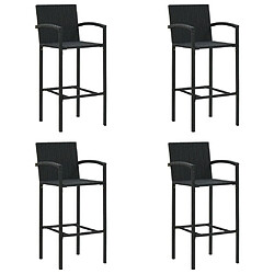 vidaXL Tabourets de bar lot de 4 noir résine tressée