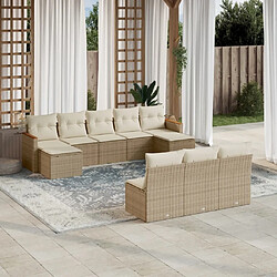 Maison Chic Salon de jardin avec coussins 10 pcs, Ensemble Tables et chaises de jardin, beige résine tressée -GKD967498